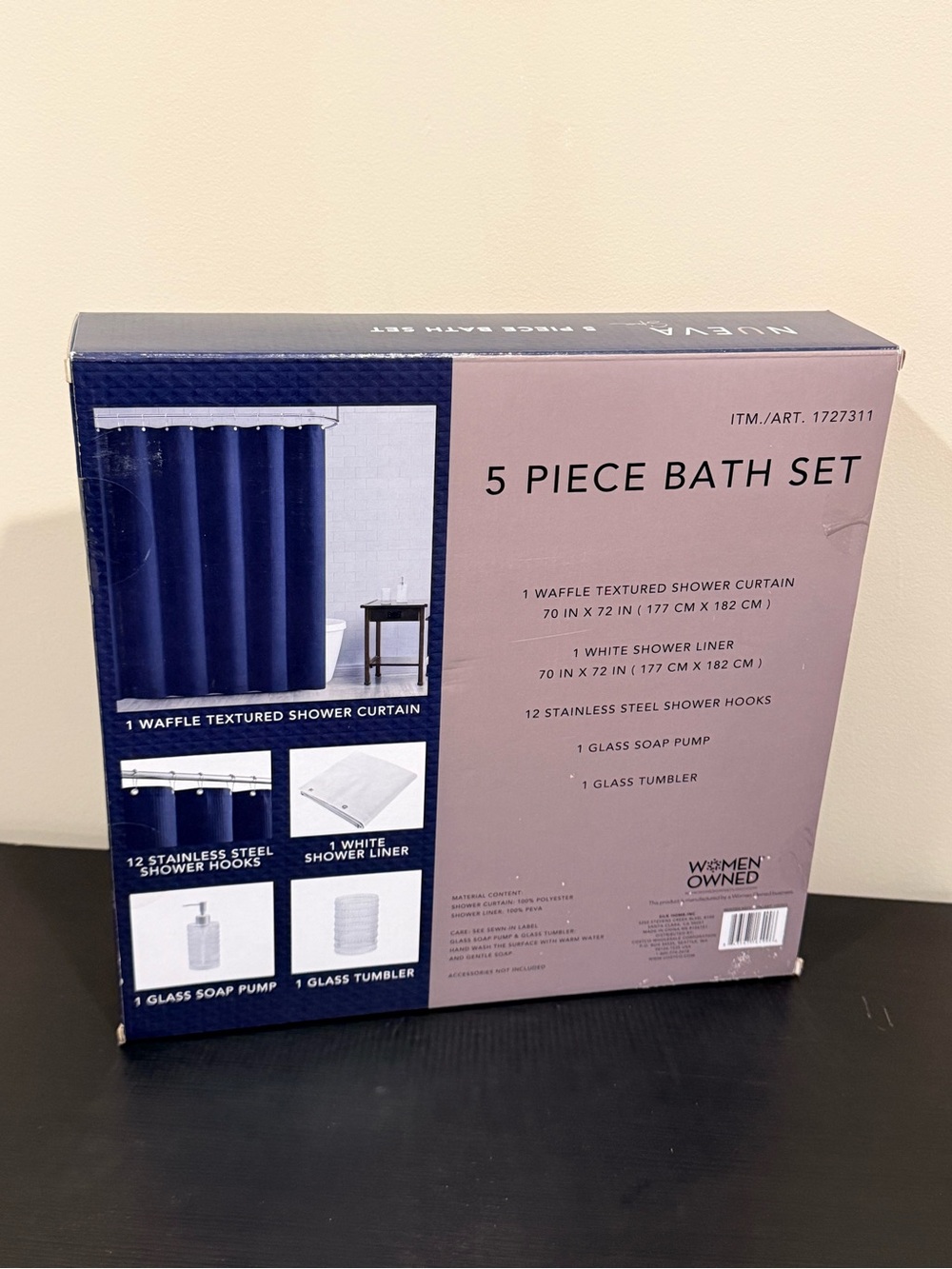 Nueva Spa Navy and White 5-Piece Bath Accessory Set - Picture 2 of 2